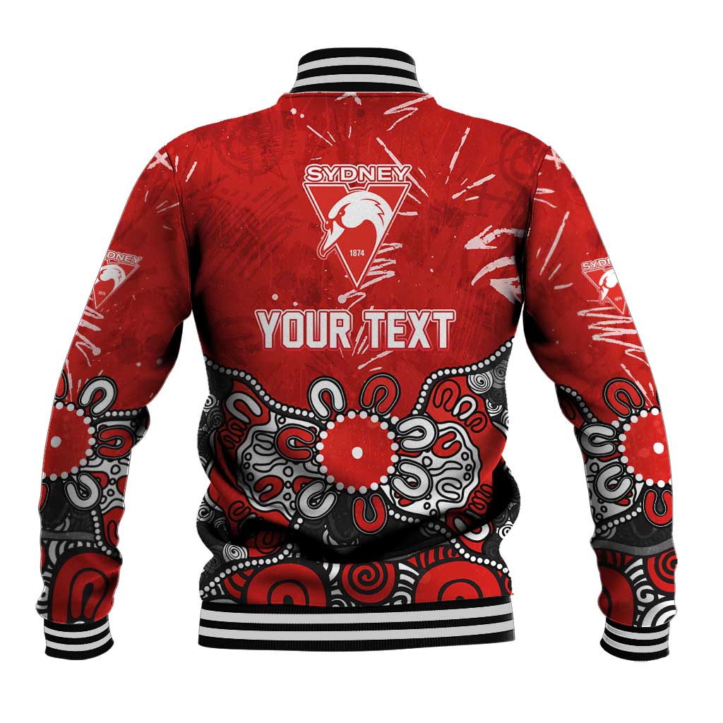 Personalized Sydney Swans Baseball Jacket Aboriginal Dot Painting Graffiti Style