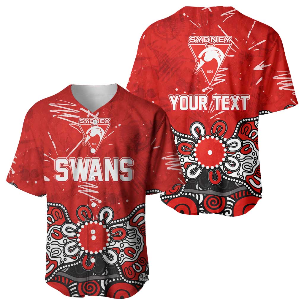 Personalized Sydney Swans Baseball Jersey Aboriginal Dot Painting Graffiti Style