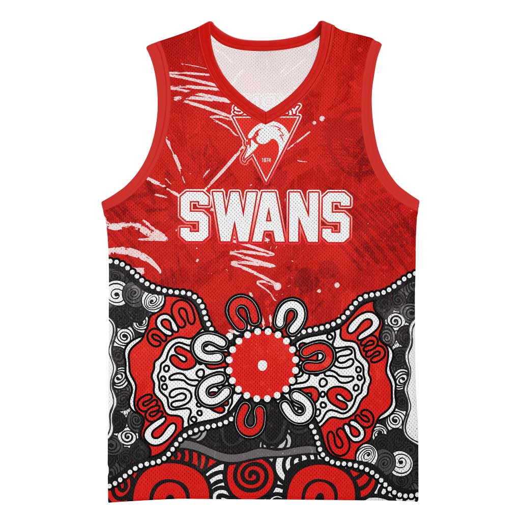 Personalized Sydney Swans Basketball Jersey Aboriginal Dot Painting Graffiti Style