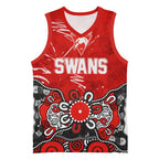 Personalized Sydney Swans Basketball Jersey Aboriginal Dot Painting Graffiti Style