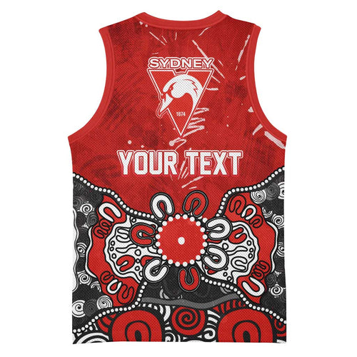 Personalized Sydney Swans Basketball Jersey Aboriginal Dot Painting Graffiti Style