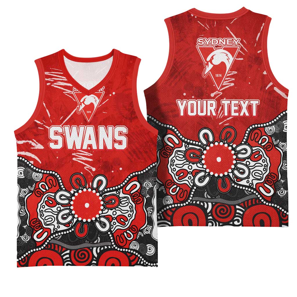 Personalized Sydney Swans Basketball Jersey Aboriginal Dot Painting Graffiti Style