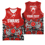 Personalized Sydney Swans Basketball Jersey Aboriginal Dot Painting Graffiti Style