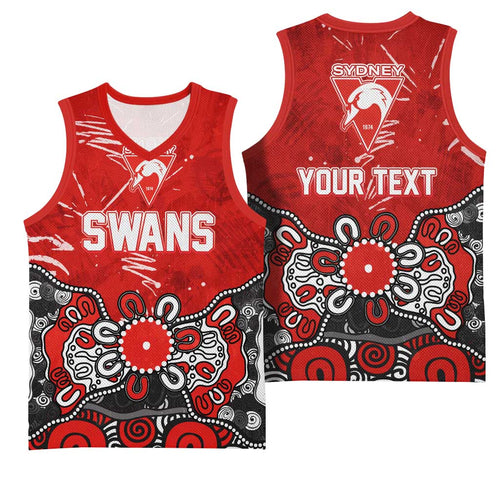 Personalized Sydney Swans Basketball Jersey Aboriginal Dot Painting Graffiti Style