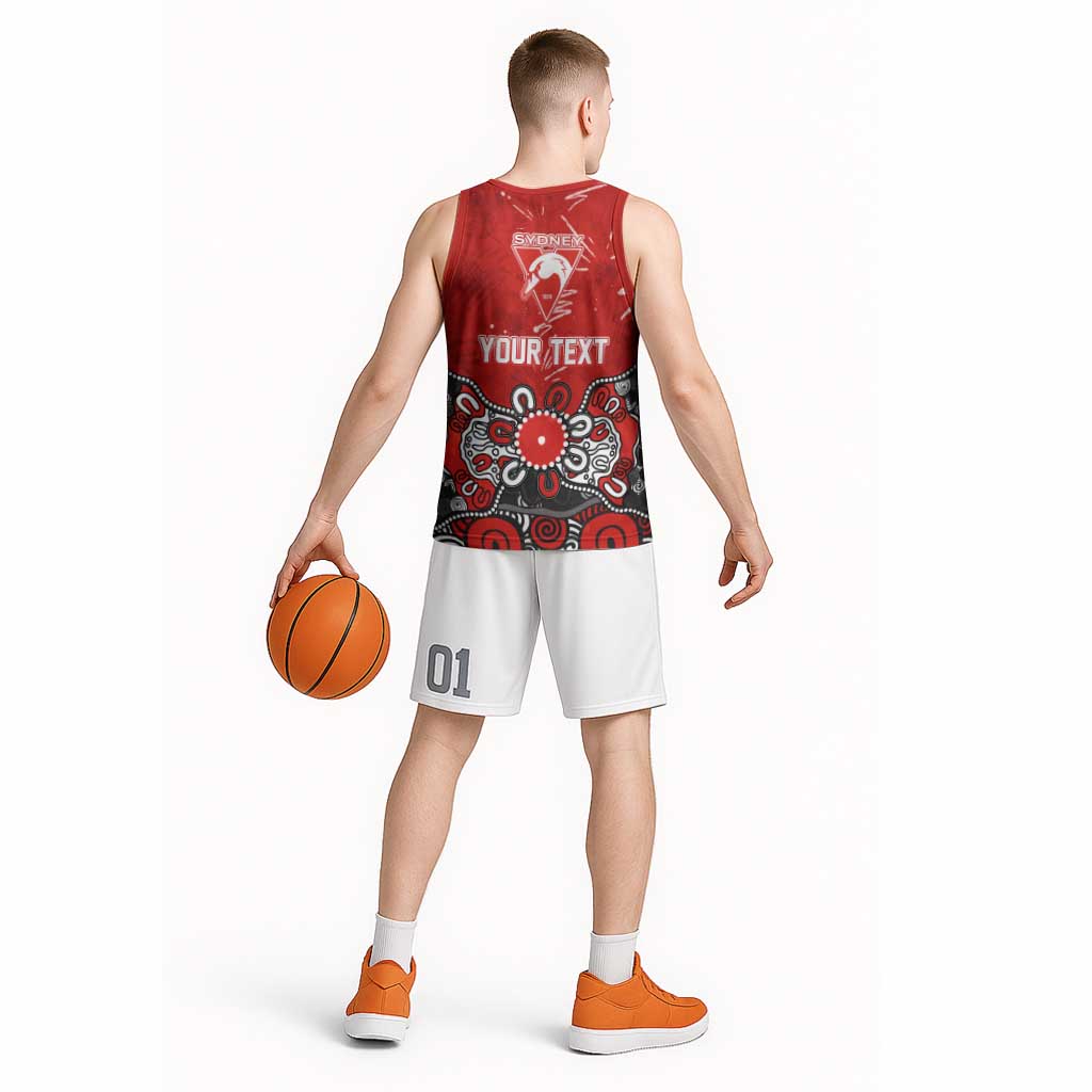 Personalized Sydney Swans Basketball Jersey Aboriginal Dot Painting Graffiti Style