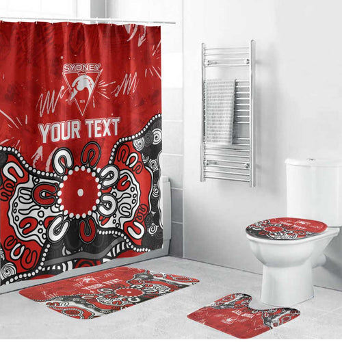 Personalized Sydney Swans Bathroom Set Aboriginal Dot Painting Graffiti Style