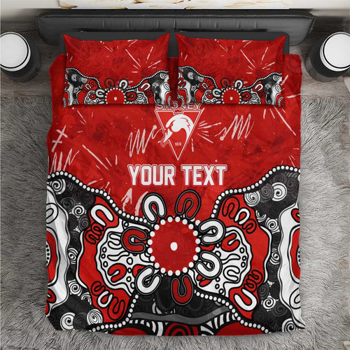 Personalized Sydney Swans Bedding Set Aboriginal Dot Painting Graffiti Style