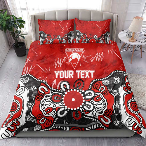 Personalized Sydney Swans Bedding Set Aboriginal Dot Painting Graffiti Style