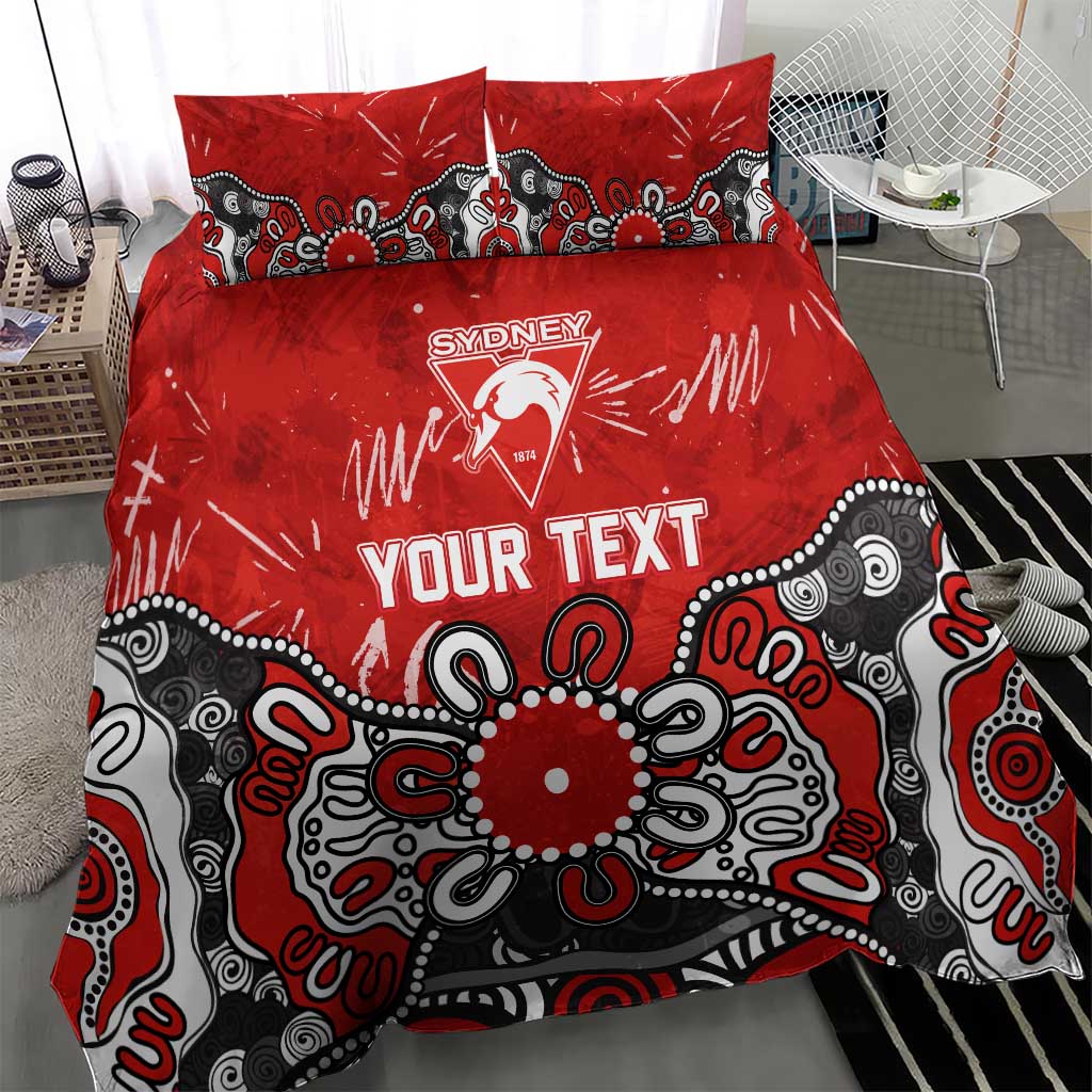 Personalized Sydney Swans Bedding Set Aboriginal Dot Painting Graffiti Style