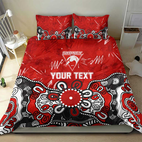 Personalized Sydney Swans Bedding Set Aboriginal Dot Painting Graffiti Style