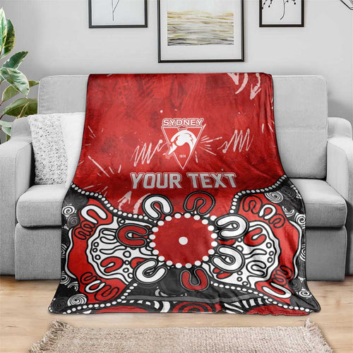 Personalized Sydney Swans Blanket Aboriginal Dot Painting Graffiti Style