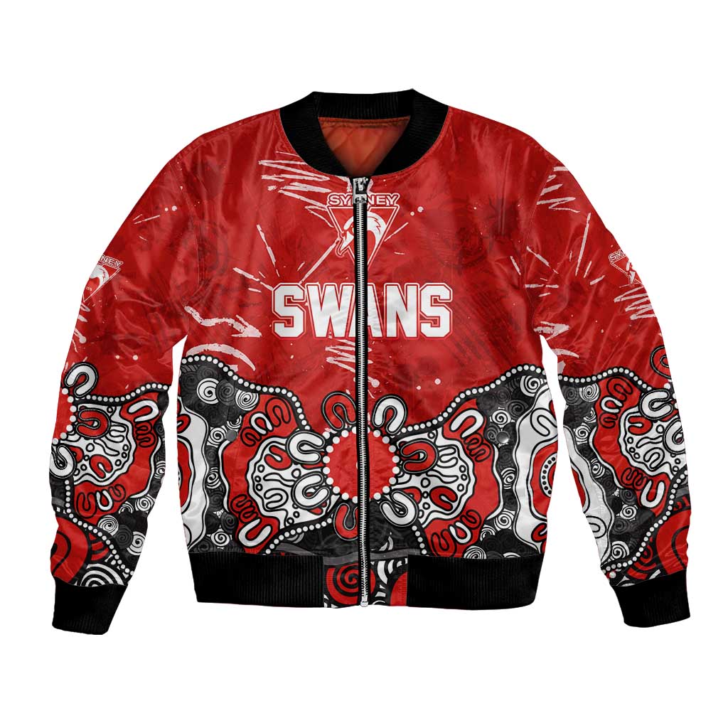Personalized Sydney Swans Bomber Jacket Aboriginal Dot Painting Graffiti Style