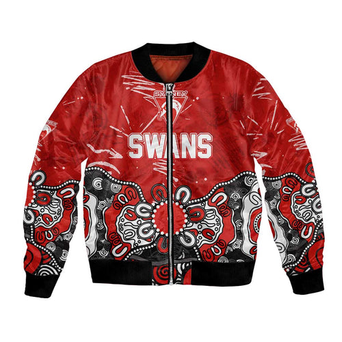 Personalized Sydney Swans Bomber Jacket Aboriginal Dot Painting Graffiti Style