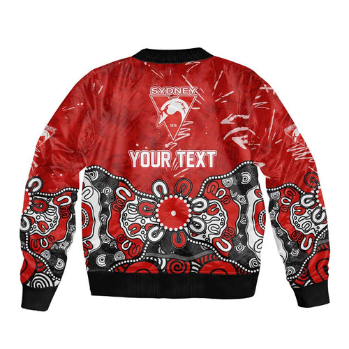 Personalized Sydney Swans Bomber Jacket Aboriginal Dot Painting Graffiti Style