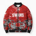 Personalized Sydney Swans Bomber Puffer Jacket Aboriginal Dot Painting Graffiti Style