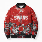 Personalized Sydney Swans Bomber Puffer Jacket Aboriginal Dot Painting Graffiti Style