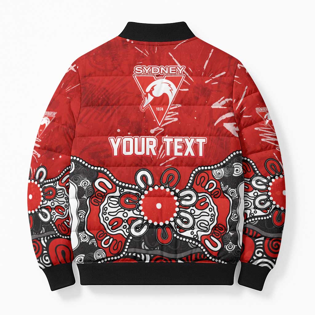 Personalized Sydney Swans Bomber Puffer Jacket Aboriginal Dot Painting Graffiti Style