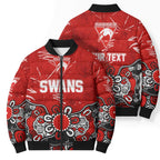 Personalized Sydney Swans Bomber Puffer Jacket Aboriginal Dot Painting Graffiti Style