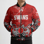 Personalized Sydney Swans Bomber Puffer Jacket Aboriginal Dot Painting Graffiti Style