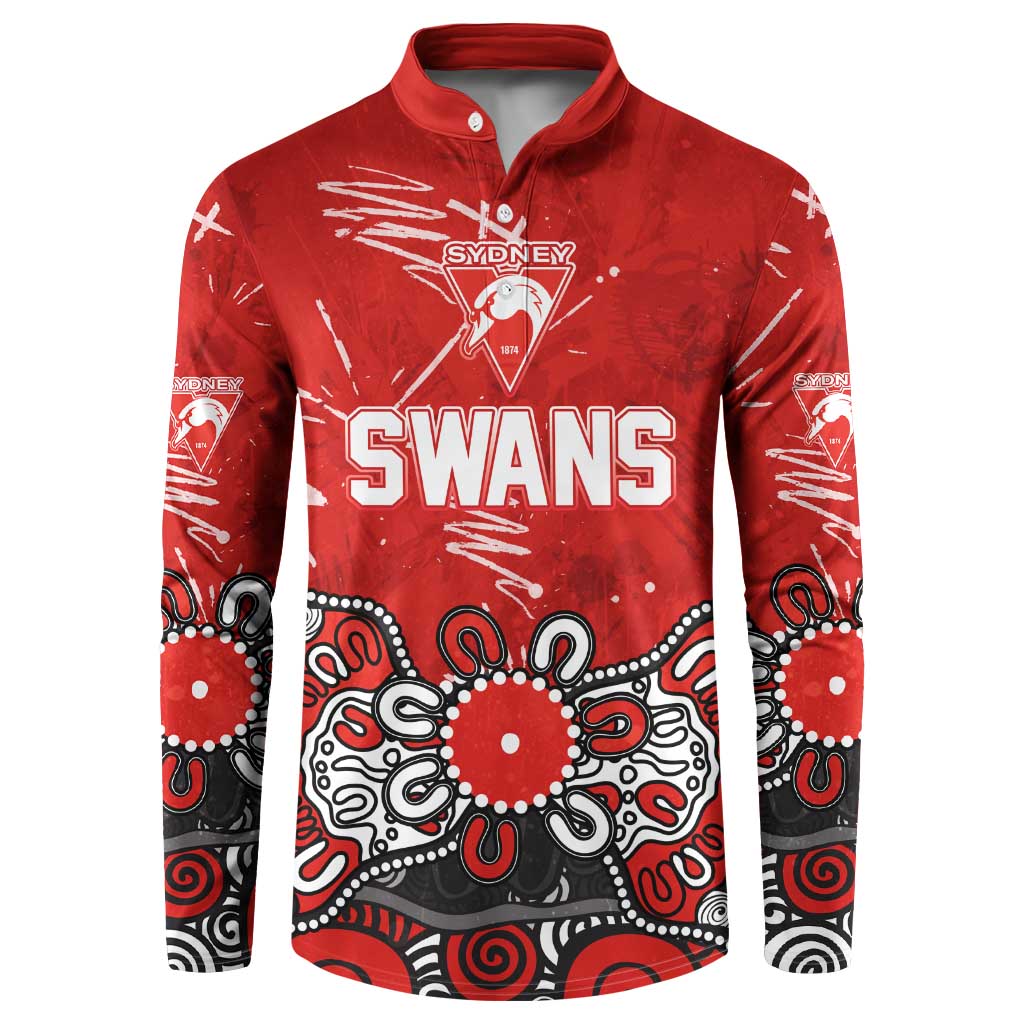 Personalized Sydney Swans Button Sweatshirt Aboriginal Dot Painting Graffiti Style