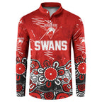 Personalized Sydney Swans Button Sweatshirt Aboriginal Dot Painting Graffiti Style
