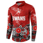 Personalized Sydney Swans Button Sweatshirt Aboriginal Dot Painting Graffiti Style
