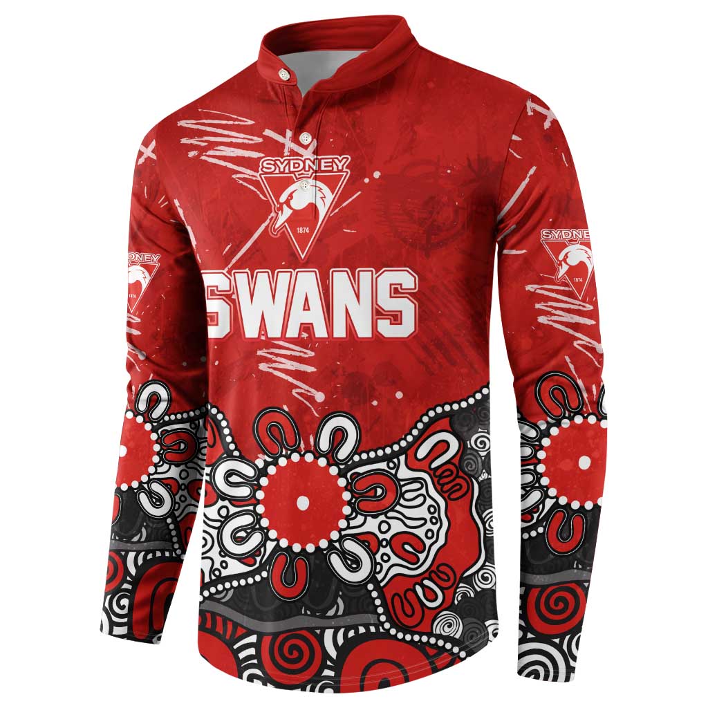 Personalized Sydney Swans Button Sweatshirt Aboriginal Dot Painting Graffiti Style