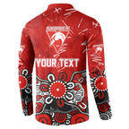 Personalized Sydney Swans Button Sweatshirt Aboriginal Dot Painting Graffiti Style