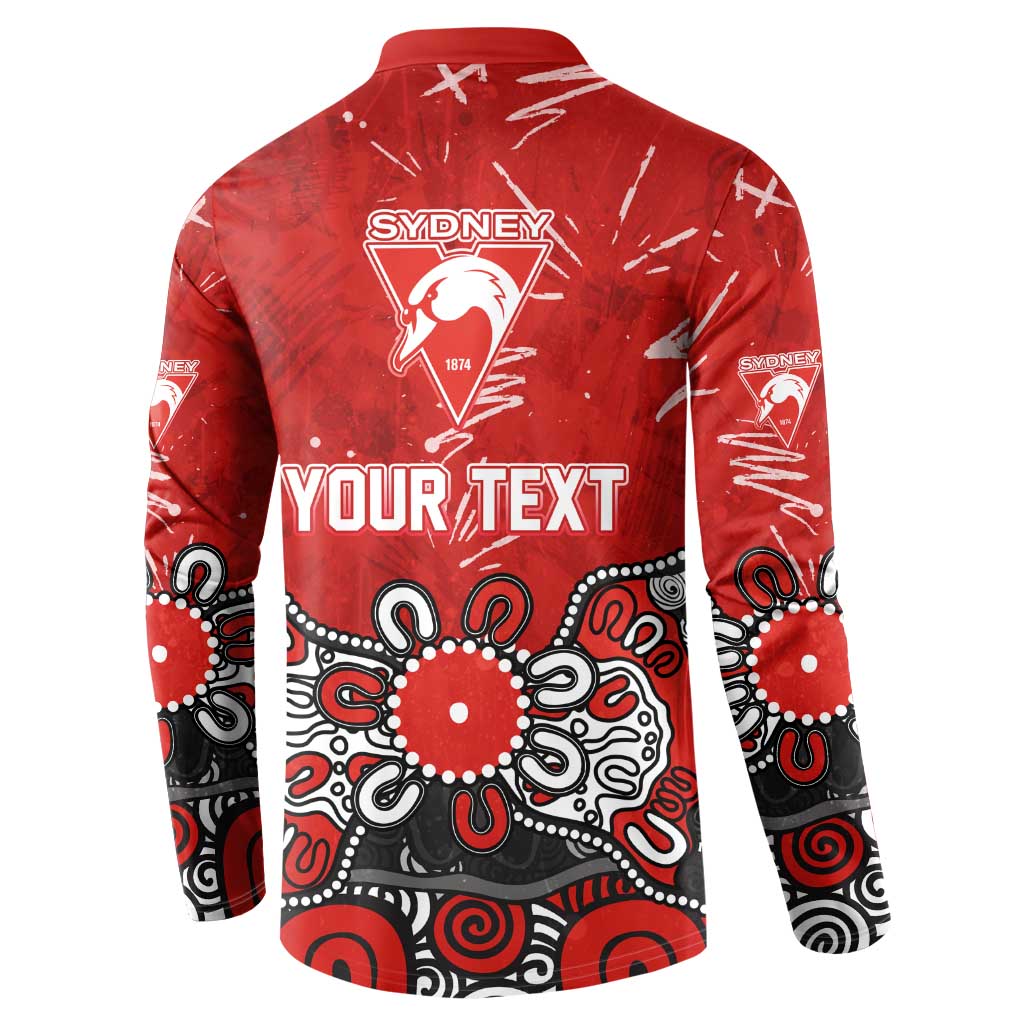 Personalized Sydney Swans Button Sweatshirt Aboriginal Dot Painting Graffiti Style