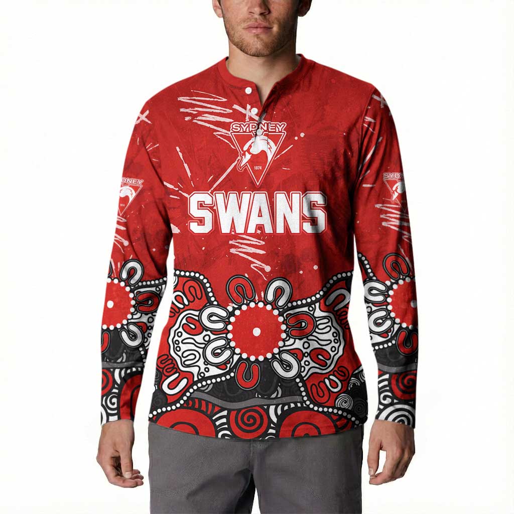 Personalized Sydney Swans Button Sweatshirt Aboriginal Dot Painting Graffiti Style