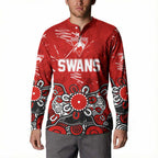 Personalized Sydney Swans Button Sweatshirt Aboriginal Dot Painting Graffiti Style
