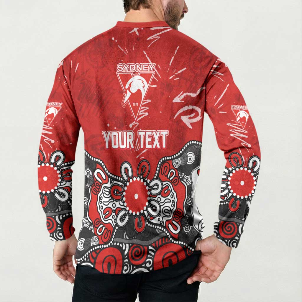 Personalized Sydney Swans Button Sweatshirt Aboriginal Dot Painting Graffiti Style