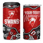 Personalized Sydney Swans 4 in 1 Can Cooler Tumbler Aboriginal Dot Painting Graffiti Style