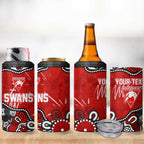 Personalized Sydney Swans 4 in 1 Can Cooler Tumbler Aboriginal Dot Painting Graffiti Style