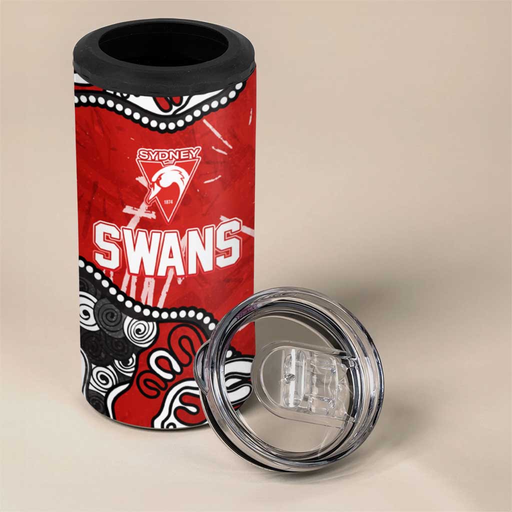 Personalized Sydney Swans 4 in 1 Can Cooler Tumbler Aboriginal Dot Painting Graffiti Style