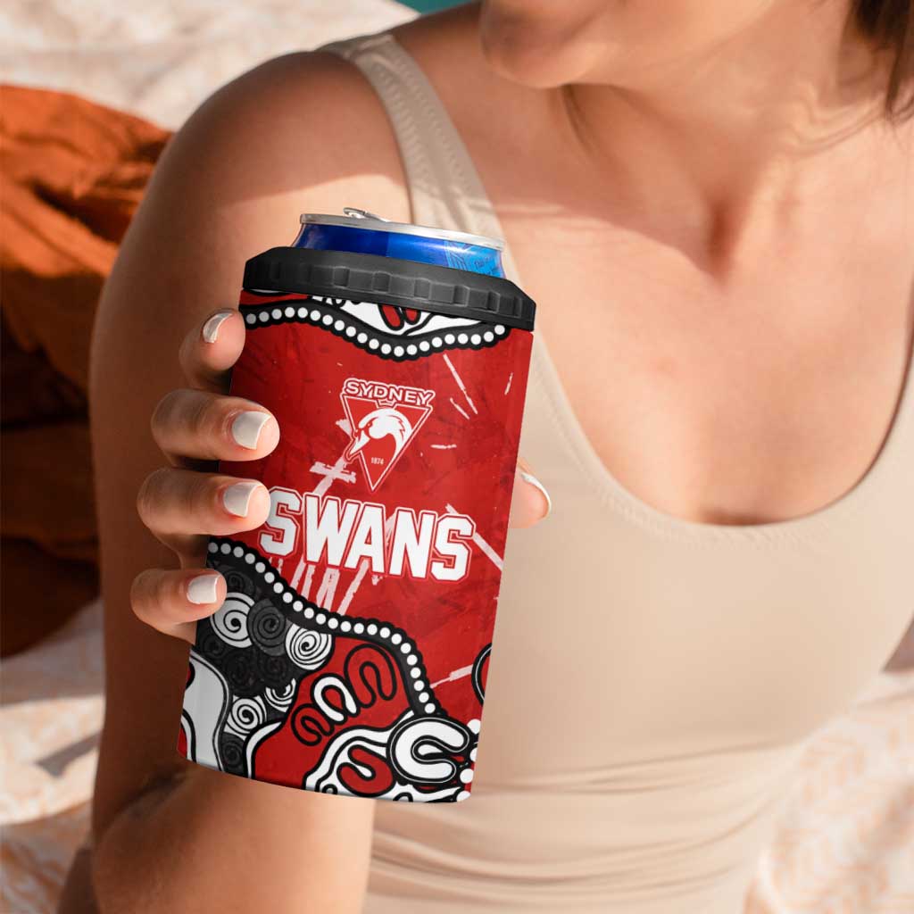 Personalized Sydney Swans 4 in 1 Can Cooler Tumbler Aboriginal Dot Painting Graffiti Style