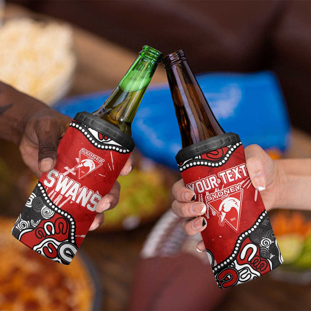 Personalized Sydney Swans 4 in 1 Can Cooler Tumbler Aboriginal Dot Painting Graffiti Style