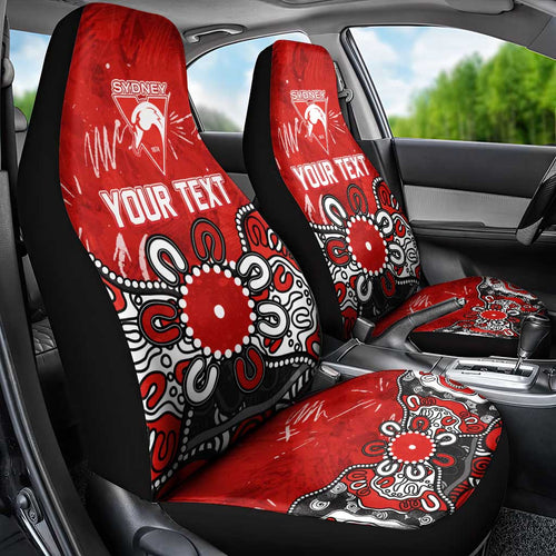 Personalized Sydney Swans Car Seat Cover Aboriginal Dot Painting Graffiti Style