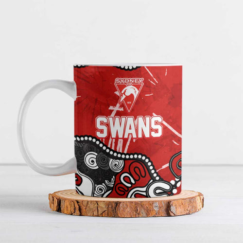 Personalized Sydney Swans Ceramic Mug Aboriginal Dot Painting Graffiti Style