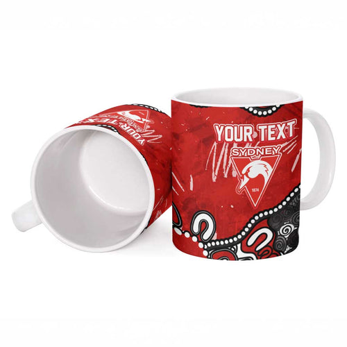 Personalized Sydney Swans Ceramic Mug Aboriginal Dot Painting Graffiti Style