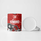 Personalized Sydney Swans Ceramic Mug Aboriginal Dot Painting Graffiti Style