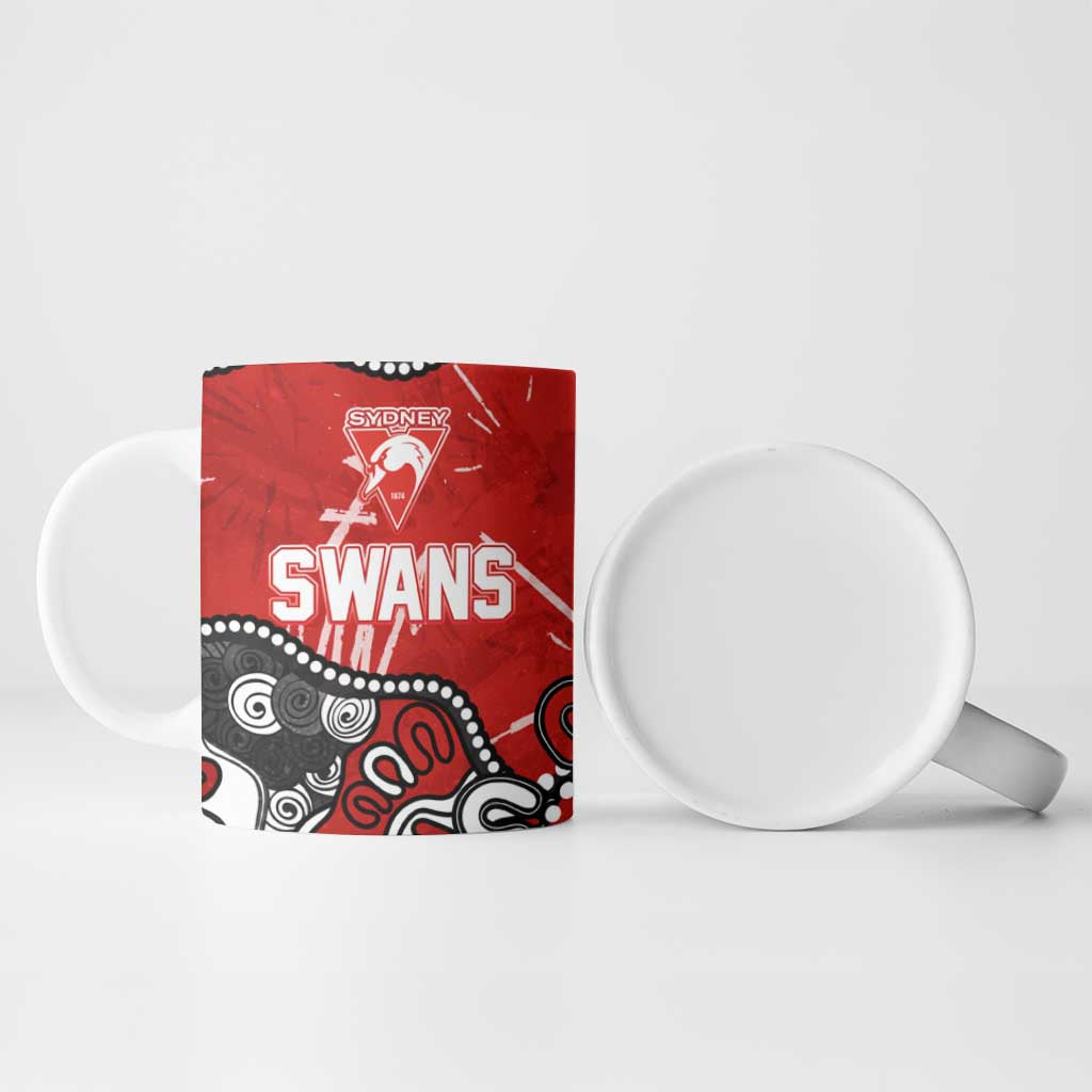 Personalized Sydney Swans Ceramic Mug Aboriginal Dot Painting Graffiti Style