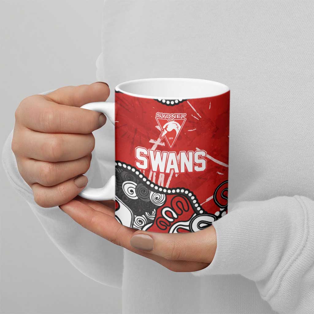 Personalized Sydney Swans Ceramic Mug Aboriginal Dot Painting Graffiti Style