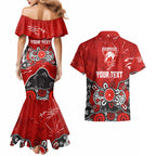 Personalized Sydney Swans Couples Matching Mermaid Dress and Hawaiian Shirt Aboriginal Dot Painting Graffiti Style