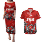 Personalized Sydney Swans Couples Matching Puletasi and Hawaiian Shirt Aboriginal Dot Painting Graffiti Style