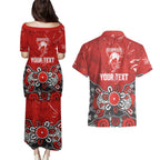 Personalized Sydney Swans Couples Matching Puletasi and Hawaiian Shirt Aboriginal Dot Painting Graffiti Style
