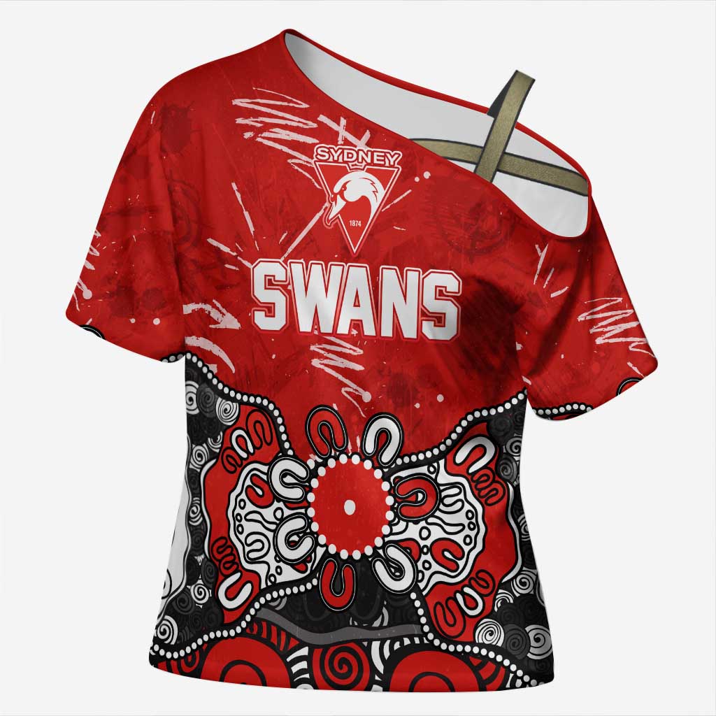 Personalized Sydney Swans Cross Shoulder Shirt Aboriginal Dot Painting Graffiti Style