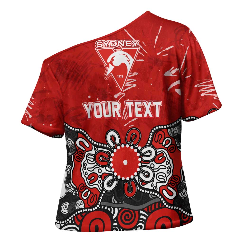 Personalized Sydney Swans Cross Shoulder Shirt Aboriginal Dot Painting Graffiti Style