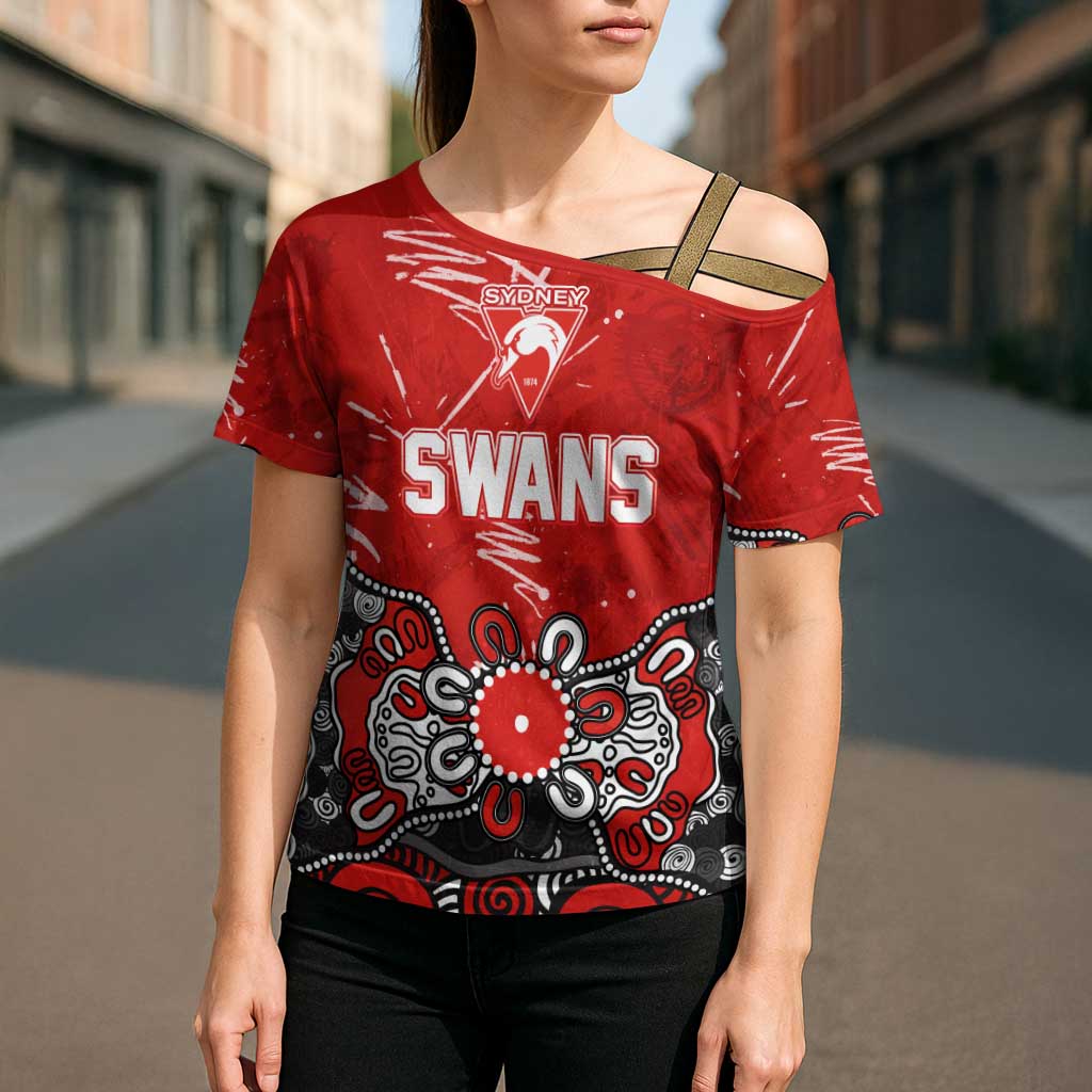 Personalized Sydney Swans Cross Shoulder Shirt Aboriginal Dot Painting Graffiti Style