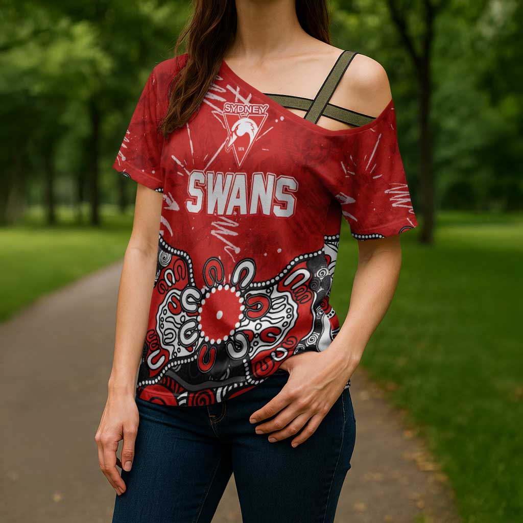 Personalized Sydney Swans Cross Shoulder Shirt Aboriginal Dot Painting Graffiti Style